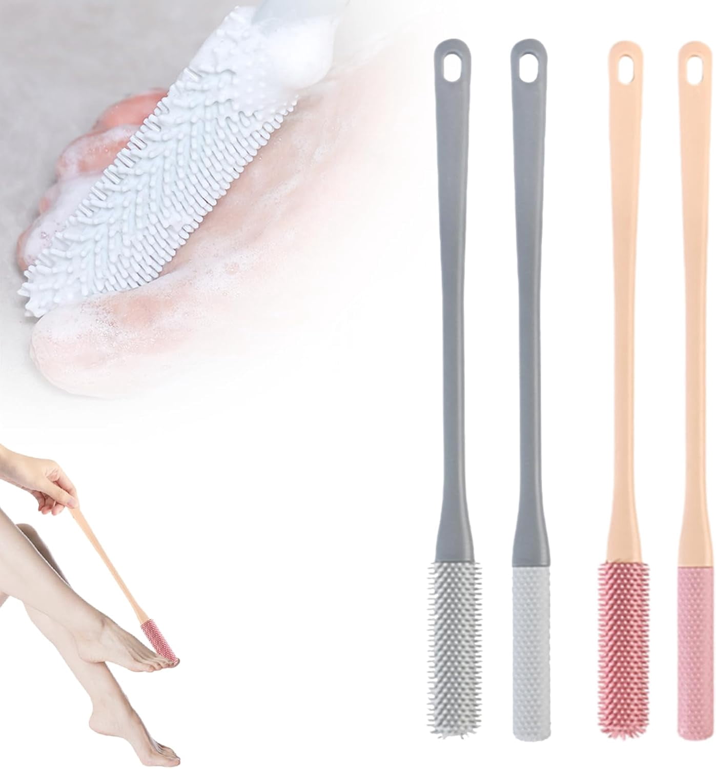 Toe Gap Cleaning Brush, 2025 New Silicone Long Handle Silicone Toe Gap ...