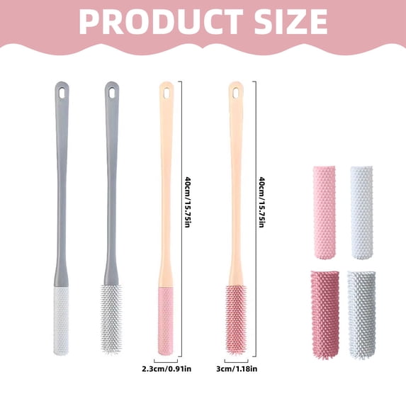 Toe Gap Cleaning Brush Set, Replacement Foot Care Head for Foot Hygiene, Soft Bristles, Gray