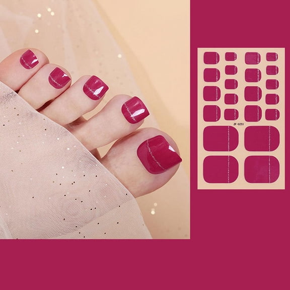 Toe Nail Stickers Full Nail Wraps Solid Color Toenail Polish Strips for Women Self Adhesive Toe Stickers Polish Gel Toenails Stickers