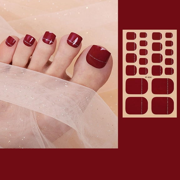 Toe Nail Stickers Full Nail Wraps Solid Color Toenail Polish Strips for Women Self Adhesive Toe Stickers Polish Gel Toenails Stickers