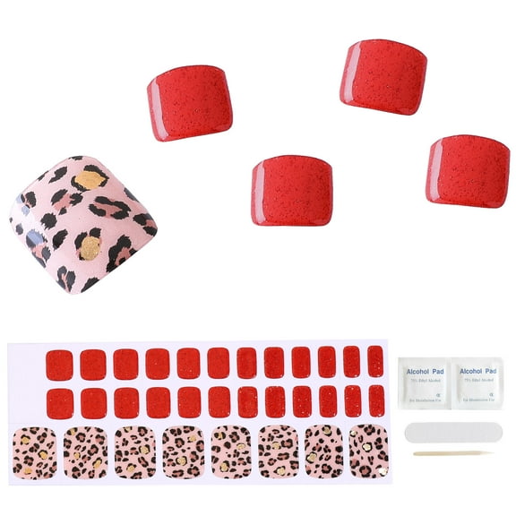 Toe Nail Stickers Nail Decoration Semi-Cure Gel Nail Stickers Toe Nails Manicure Decals-Modern Cheetah