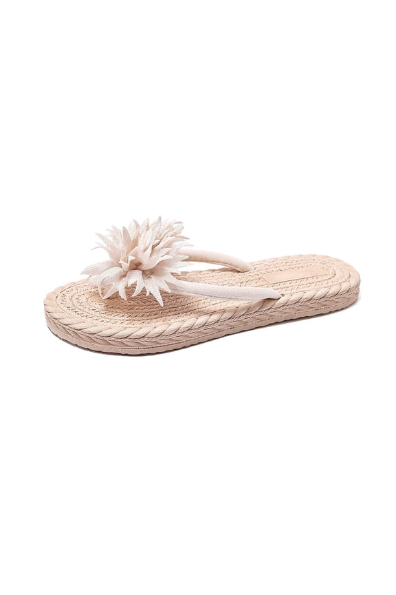 Toe Post Flip Flops Floral Design Soft Footbed Non Sole Casual Beach Sandals for Outdoor Wear