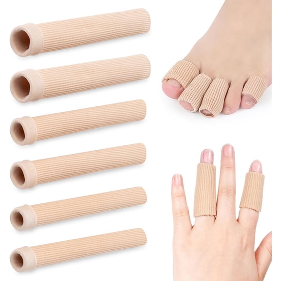 Toe Protector 6 Pcs Cuttable Toe Tubes, 3 Size (S, M, L) Toe Cushions Tube, Toe Foam Tube Silicone Toe Sleeves Tube Cuttable Relief Toe Pressure Pain,Corn, Blisters And Calluses Remover