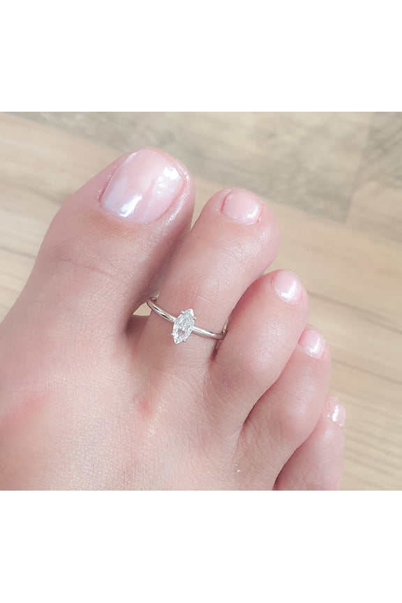 Toe Ring Adjustable Sterling Silver Toe Ring CZ Diamond Toe Ring Open Toe Ring