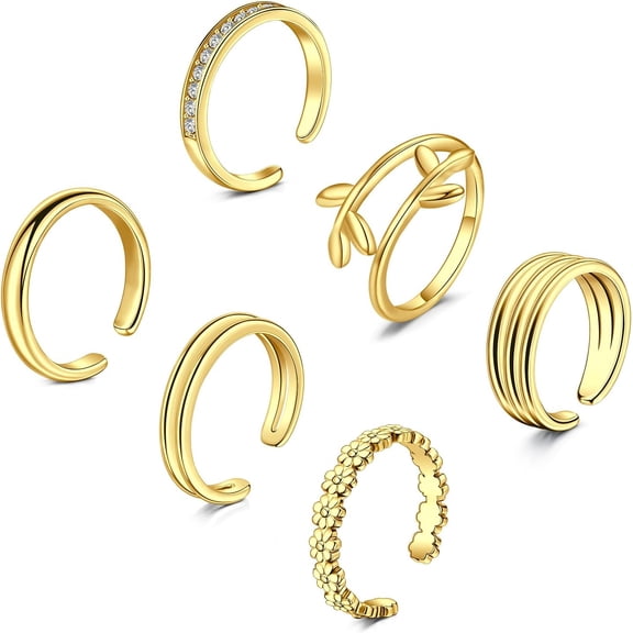 Toe Rings For Women Various Types Open Band Ring Cute Foot Jewelry Set Tail Ring Summer Beach Adjustable Toe Finger Rings[o7891]