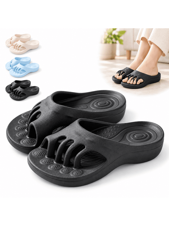 Toe Separating Sandals for Women, EVA Thick Sole Arch Support Slide Slippers for Indoor and Outdoor Use
