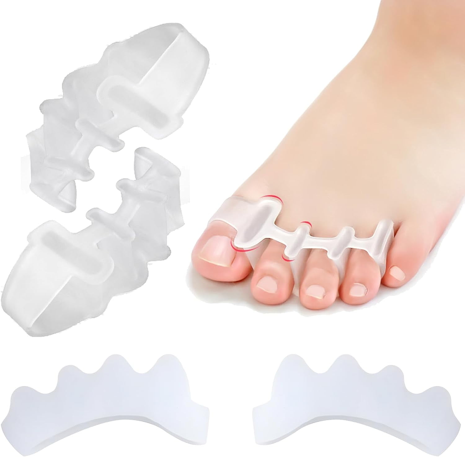 Toe Separator, 2 Pair Soft Gel ToeSpacers Correct Toes Separators for