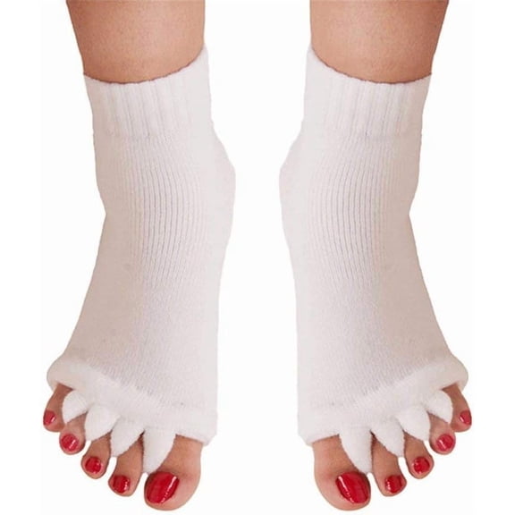 Toe Separator Alignment Socks, Five Toe Open Toe Socks for Women and Men, Stretchy Foot Comfort Socks for Yoga, Pilates, Stretching and Daily Wear