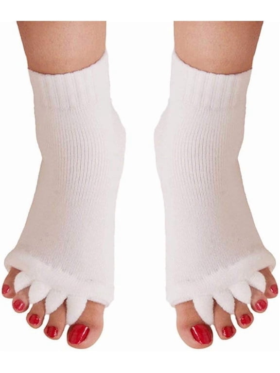 Toe Separator Alignment Socks, Five Toe Open Toe Socks for Women and Men, Stretchy Foot Comfort Socks for Yoga, Pilates, Stretching and Daily Wear
