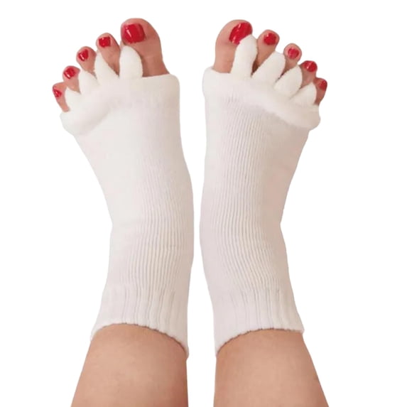 Toe Separator Alignment Socks, Soft Washable Knit Foot Relaxation Socks, OneSizeFitsMost for Home Yoga Use