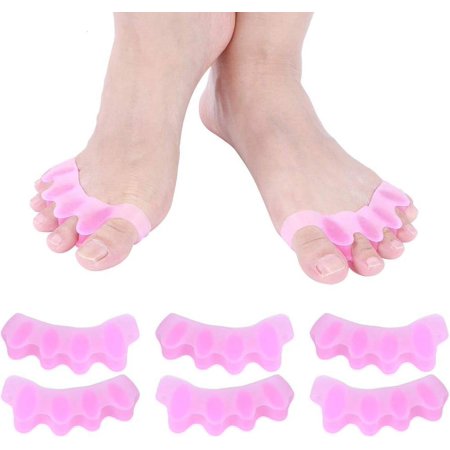 Toe Separator, Medial & Lateral Silicone Straightener Toe Spacers, Adjuster Improved Posture Toe Separator, Foot Treatment for Foot Alignment Knock Knee Pain(Pink, One size)