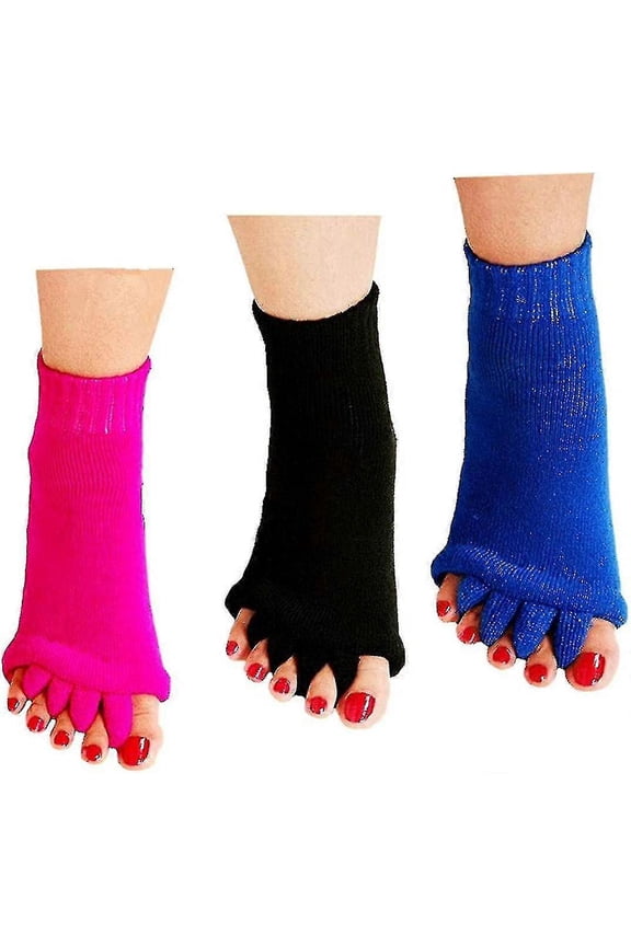 Toe Separator Socks, 3 Pairs Happy Feet Socks Foot Alignment Socks Women Foot Alignment Socks - JXLGV