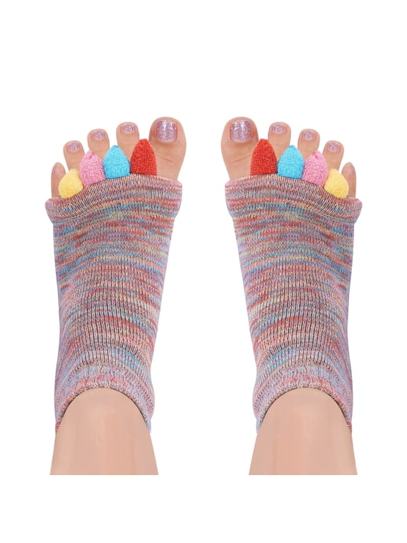 Toe Separator Socks for Men Women Comfy Foot Alignment Sock Massage Cotton Bunion Socks Yoga Sports GYMPink