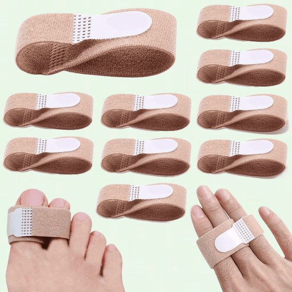 Toe Separator for Overlapping Toes, Hammer Toe Splint with Fabric Toe Wraps - Correct Hammer Toes, Broken Toes, Crooked Toes (10, L)