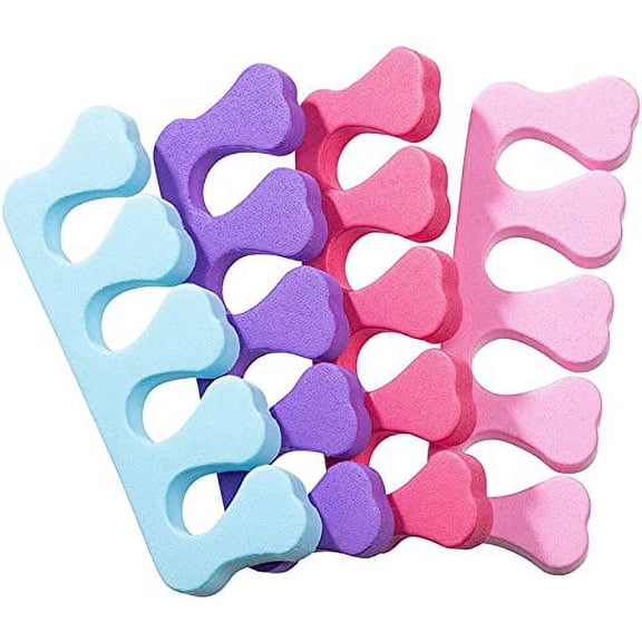 Toe Separators - 12 Pack Soft Foam Toe Cushions and Spacer Perfect for Nail Polish, Pedicure, Bunion Relief and Hammer Toe (4 Colors)