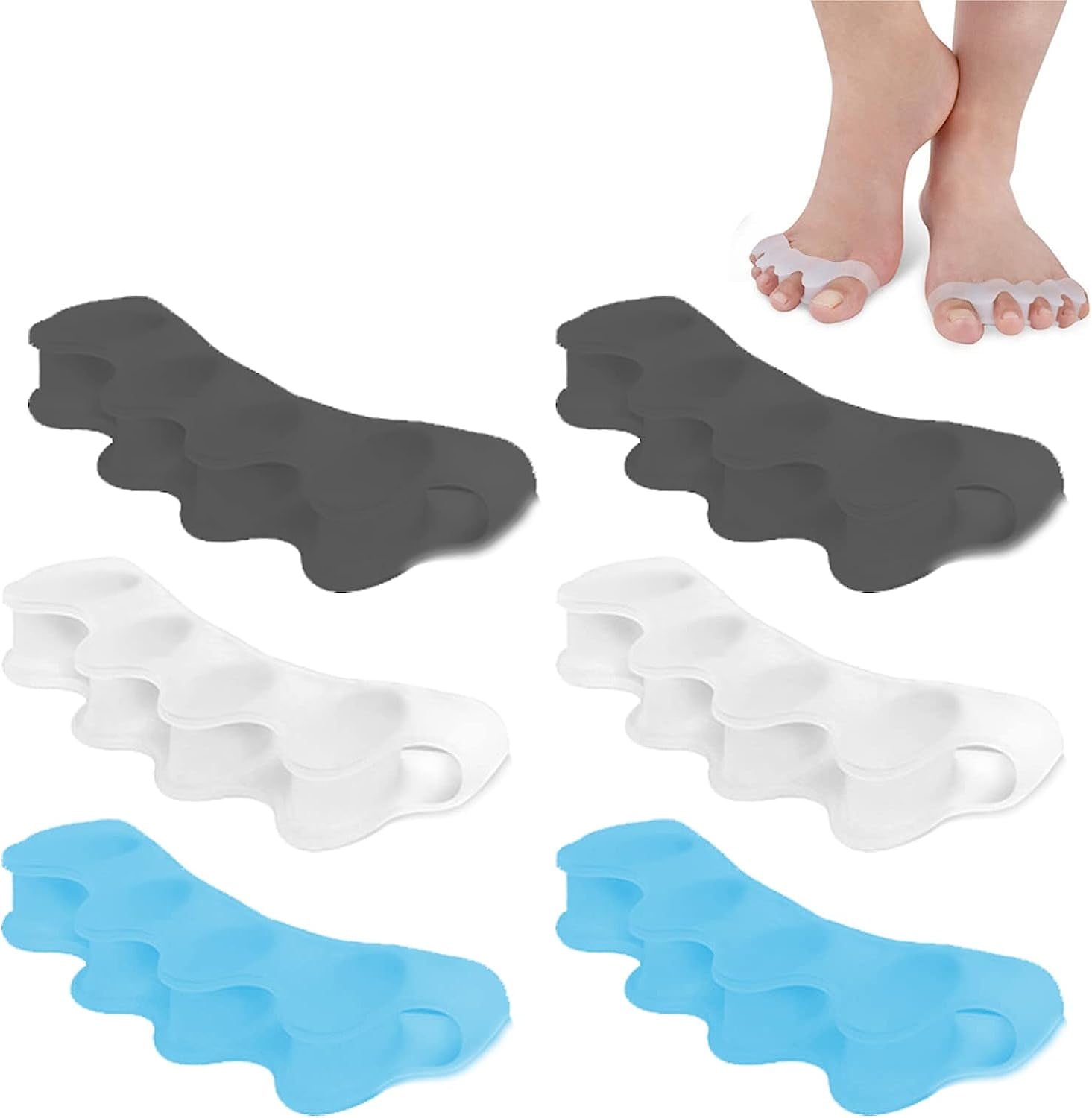 Toe Separators 3 Pair, Toe Stretcher for Overlapping Toes to Relax Toes
