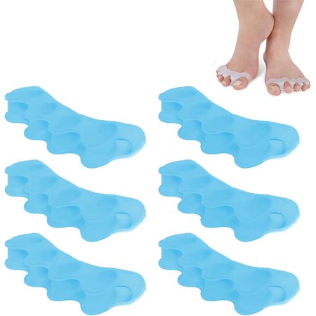 Toe Separators [3 Pair], Toe Stretcher for Overlapping Toes to Relax Toes, Silicone Toe Straighteners for Hallux Valgus, Soft Gel Toe Spacers for Correct Bunions, Running and Yoga(Blue)