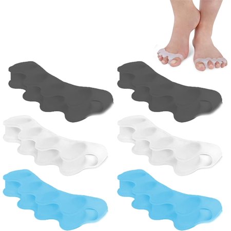 Toe Separators [3 Pair], Toe Stretcher for Overlapping Toes to Relax Toes, Silicone Toe Straighteners for Hallux Valgus, Soft Gel Toe Spacers for Correct Bunions, Running and Yoga(3 Colors)