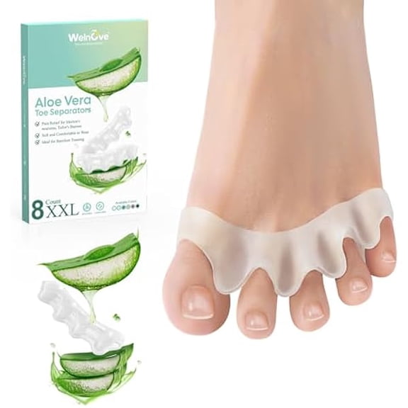 Toe Separators - 8 Pcs Toe Spacers for Women and Men - Restoring Toes to Their Original Shape - Silicone Toe Spreaders for Yoga Practice - Extra Large