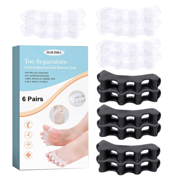 Toe Separators to Correct Bunions,Bunion Corrector for Women Men Overlapping Toes,Toe Straightener to Improve Functional Athletic Mobility - Stretches to Fit