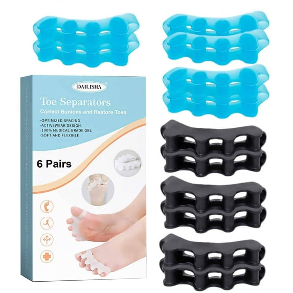 Toe Separators to Correct Bunions,Bunion Corrector for Women Men Overlapping Toes,Toe Straightener to Improve Functional Athletic Mobility - Stretches to Fit