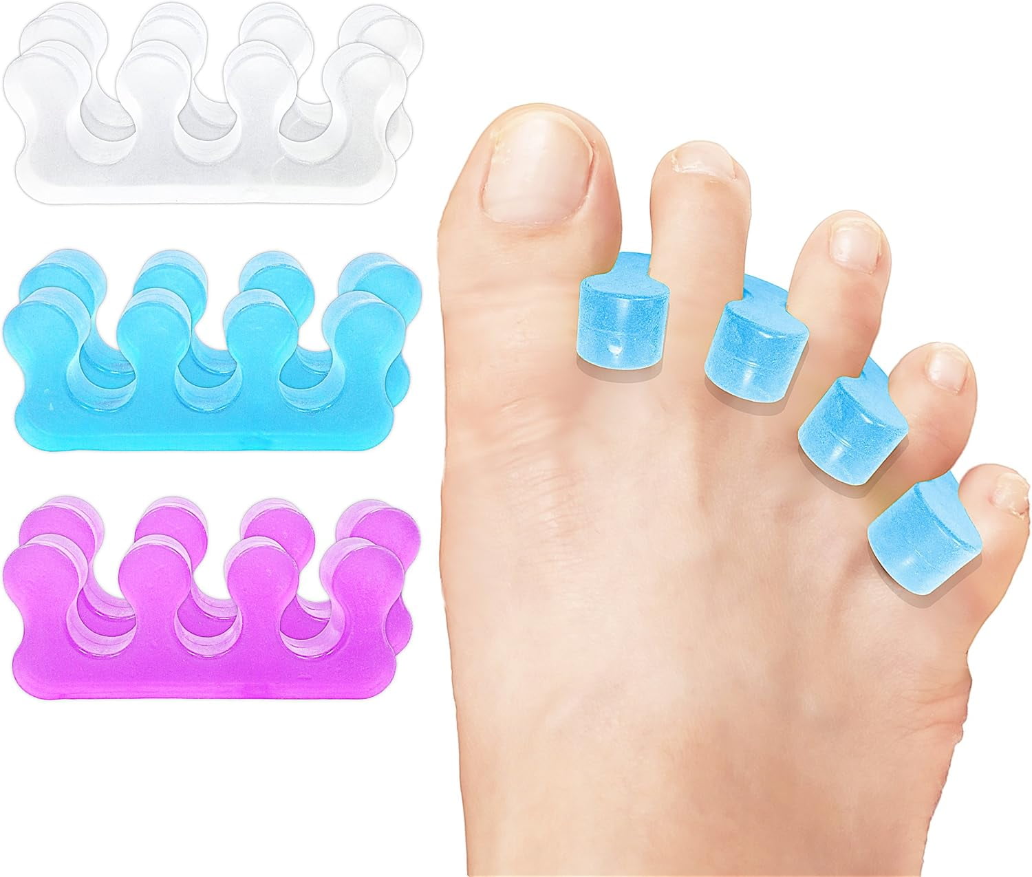 Toe Separators Gel Stretchers Fits Under Socks for Sleep NoPain