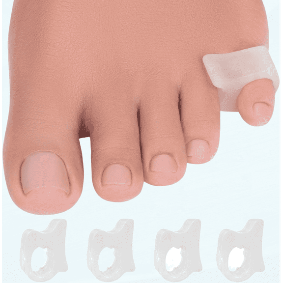 Toe Separators Hammer Toe Straightener - 4-Pack Pinky Toe Toe Spacers - Gel Spreader - Correct Crooked Toes - Bunion Corrector and Bunion Relief - Pads for Overlapping, Hallux Valgus, Yoga - Small