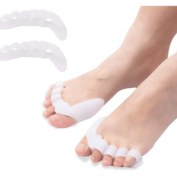 Toe Separators, Relief Pain for Yoga, Gel Five Toes Stretchers for Overlapping Toes, Easily Wear in Shoes, Sports Activities, Nail Art Salon Pedicure Manicure 2 Pairs