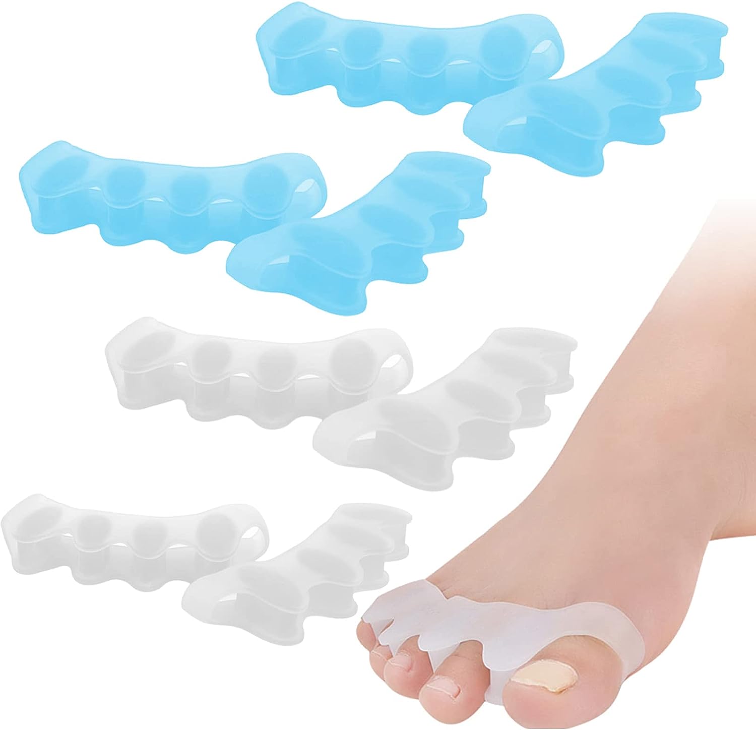 Toe Separators, Toe Straighteners, Soft Gel Toe Spacers to Correct