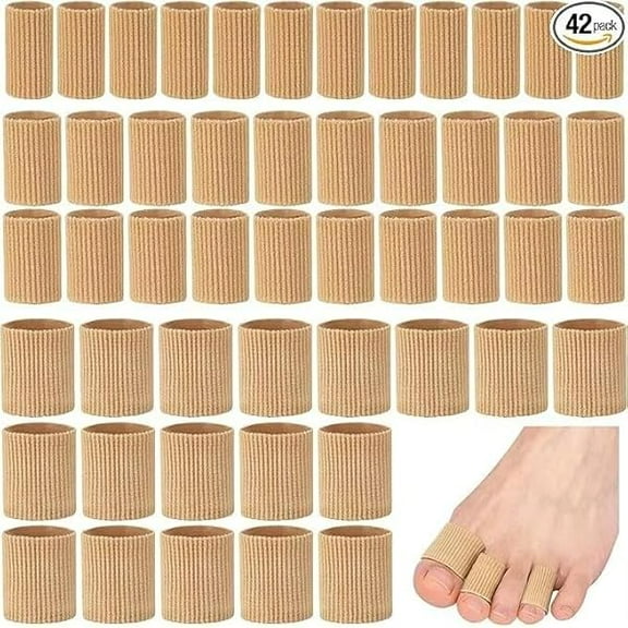 Toe Sleeve Protectors Toe Cushion Tube Soft Gel Corn Pads Protectors, 42PCS Toe Spacers for Bunion, Hammer Toe, Cushions Corns, Blisters, Calluses on Toes, Fingers, Feet, (4 Size)