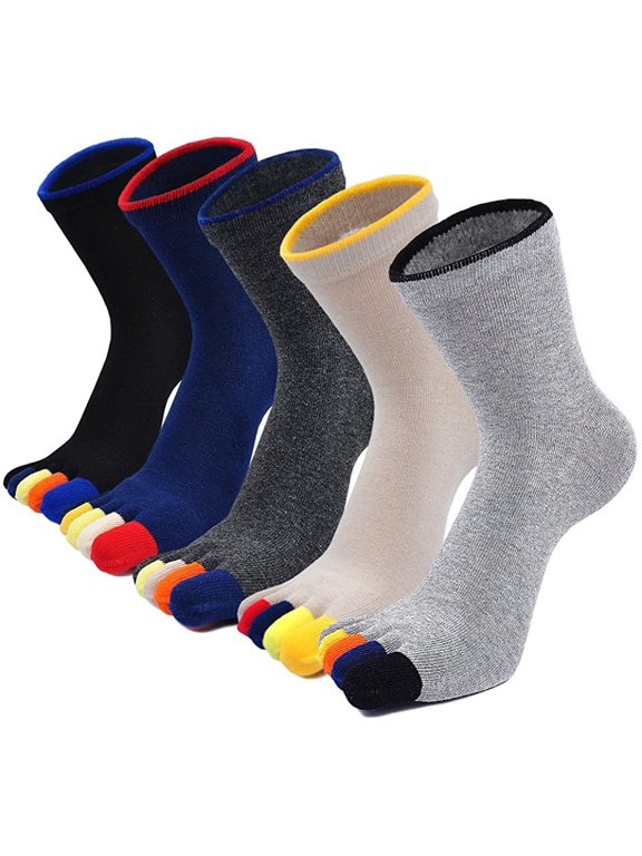Toe Socks, LOFIR Toe Socks for Men, Cotton Athletic Running Ankle 5 Finger Quarter Mens Ankle Socks Size 10-13, 5 Pairs