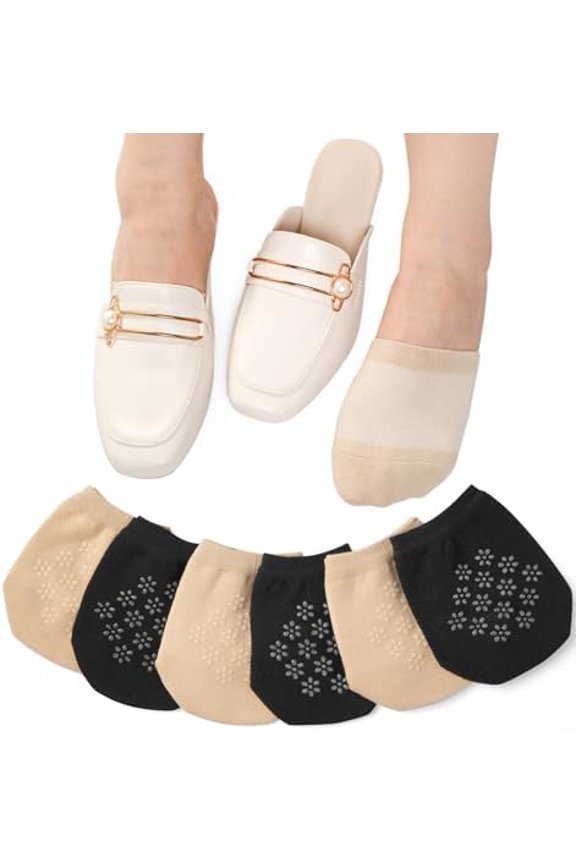 Toe Socks Womens for Mules, Half Socks Toe Topper Covers No Show Invisible Non-slip Liners for Clogs 4/6/8 Pairs