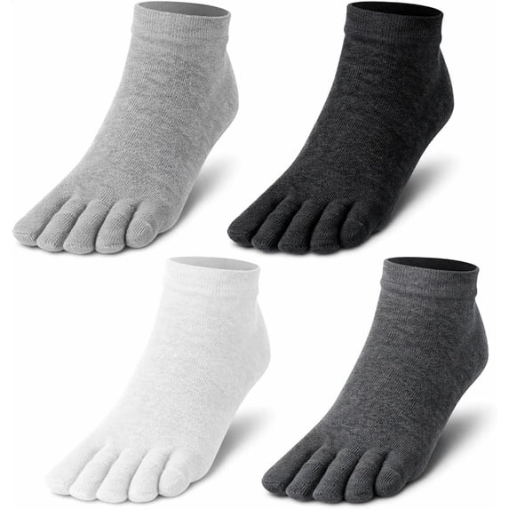 Toe Socks for Men and Women, 4 Pairs of Cotton