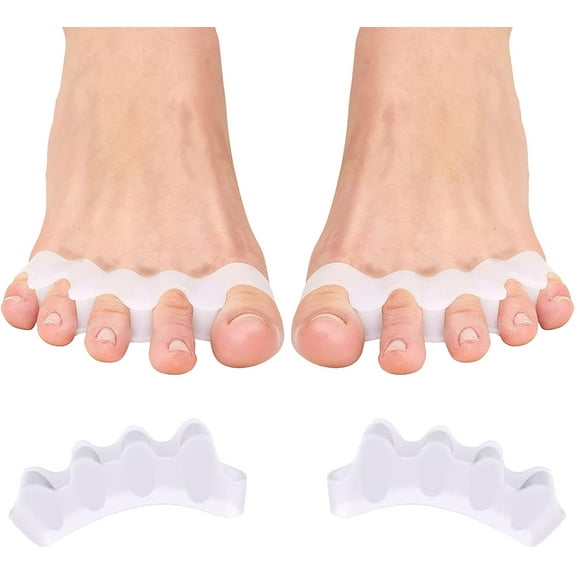 Toe Spacers(1 Pair), Gel Toe Separators to Correct Toes, Bunion Corrector for Women Men Toe Spacer Hammer Toe Straightener Toe Stretcher Big Toe Separators (White)