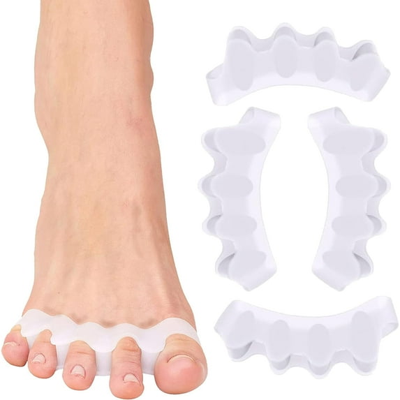 Toe Spacers(2 Pair), Gel Toe Separators to Correct Toes, Bunion Corrector for Women Men Toe Spacer Hammer Toe Straightener Toe Stretcher Big Toe Separators (White)
