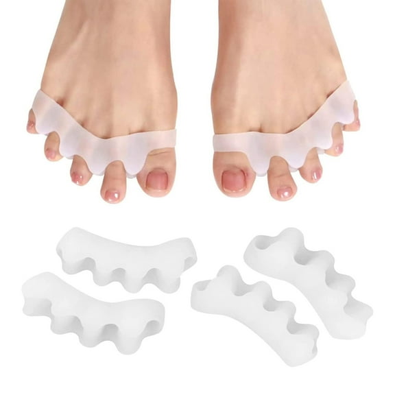 Toe Stretchers For Men And Women, Silicone Toe Separators Gel Toe Spacers Easy Wear In Shoes, Comfortable Feet ActiveWear Design For Yoga And Running, 4PCS White
