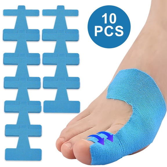 Toe Support Wraps for Bunion Relief 10 Count, Elastic Athletic Toe Tape, Breathable Sports Toe Straps, Blue