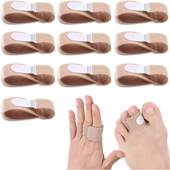 Toe Tapes Toe Separator for Overlapping Toe, Hammer Toe Straightener Fabric Toe Splint Broken Toe Wraps, Toe Cushioned Bandages for Correcting Hammer Toes, Broken Toes, Crooked Toes (10, M)