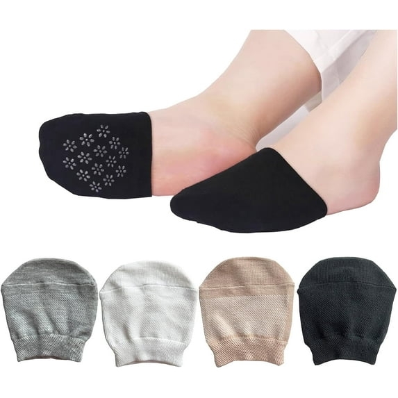 Toe Topper Half Foot Socks for Women, Fashion Liner No Show Mule Socks 4Pairs (Black/White/Gray/Nude)