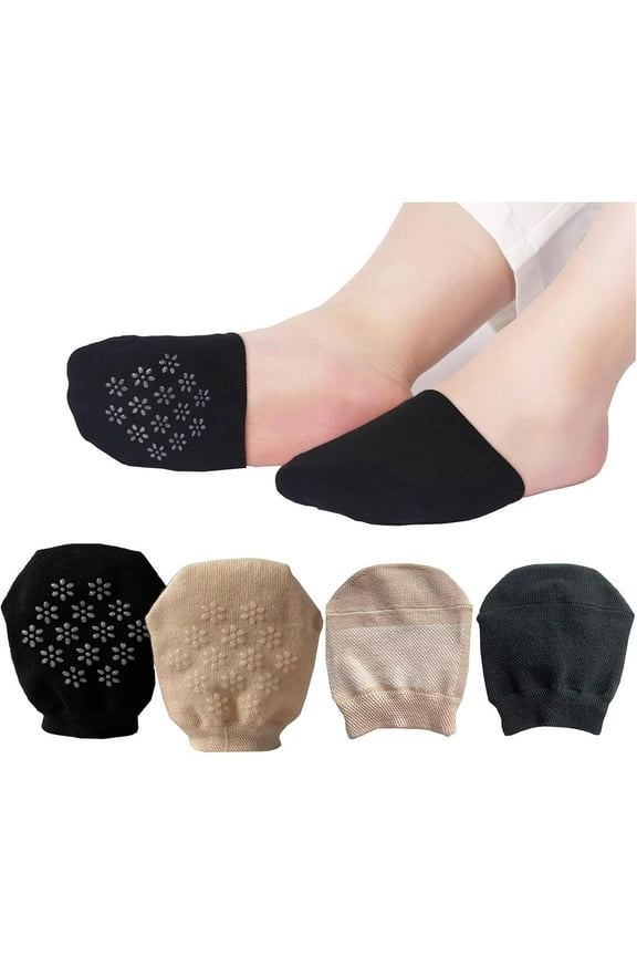 Toe Topper Half Foot Socks for Women, Fashion Liner No Show Mule Socks 4Pairs