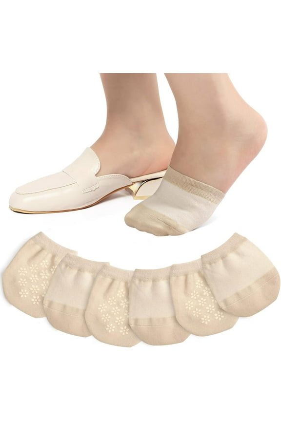 Toe Topper Socks No Show Liner Half Socks for Women Seamless Grip Non Slip Socks Hidden Toe Covers Socks for Mule 4/8 Pairs