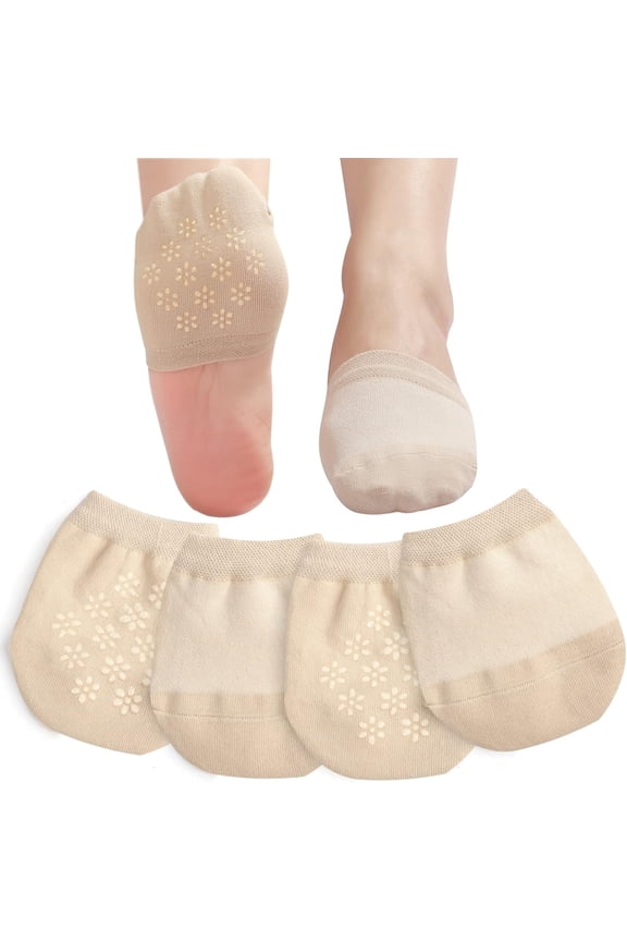 Toe Topper Socks No Show Liner Half Socks for Women Seamless Grip Non Slip Socks Hidden Toe Covers Socks for Mule 4/8 Pairs