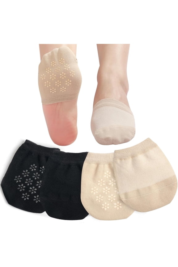 Toe Topper Socks No Show Liner Half Socks for Women Seamless Grip Non Slip Socks Hidden Toe Covers Socks for Mule 4/8 Pairs
