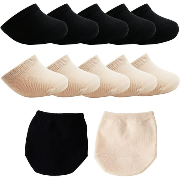 Toe Topper Socks Women 10 Pairs Toe Liner Half Socks Non-Slip Cushioned Bottom No Show Toe Cover Half Socks