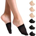 thumbnail image 1 of Toe Topper Socks Women 6 Pairs, No Show Liner Half Socks for Heels, Non-Skid Bottom Mule Socks, 1 of 6