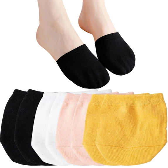 Toe Toppers No Show Liner Half Socks for Women Seamless Grip Non Slip Hidden Toe Covers for Mules 8 Pairs
