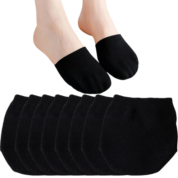 Toe Toppers No Show Liner Half Socks for Women Seamless Grip Non Slip Hidden Toe Covers for Mules 8 Pairs