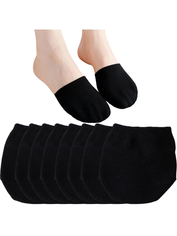 Toe Toppers No Show Liner Half Socks for Women Seamless Grip Non Slip Hidden Toe Covers for Mules 8 Pairs