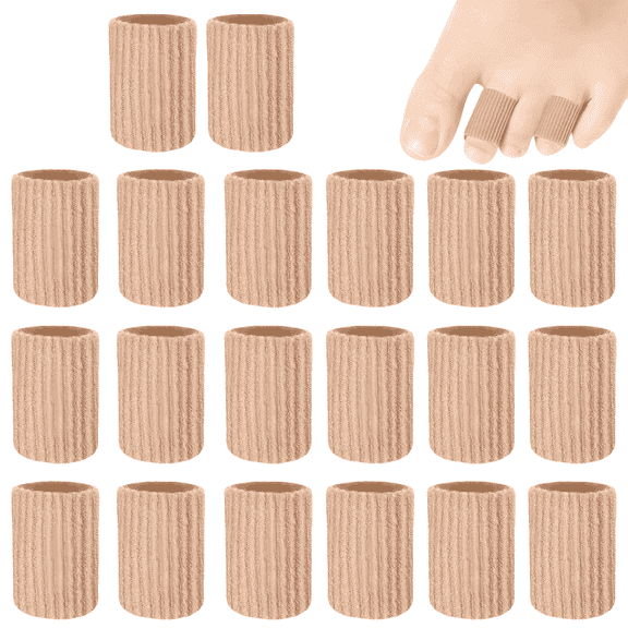 Toe Tubes Cushion Tube Corn Pads for Toes Sleeves Soft Gel Protectors for Cushions Corns Blisters Calluses 20 Pieces (Medium Size)
