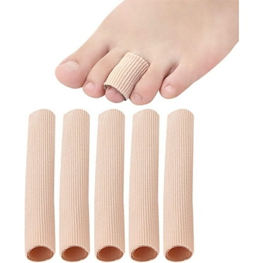 Toe Tubes, Fabric Sleeve Protectors with Gel Lining Pad to Prevent Corn, Calluses, Blisters and Hammertoes, Casewin Toe Separators Protectors for Men and Women (5 Pack)